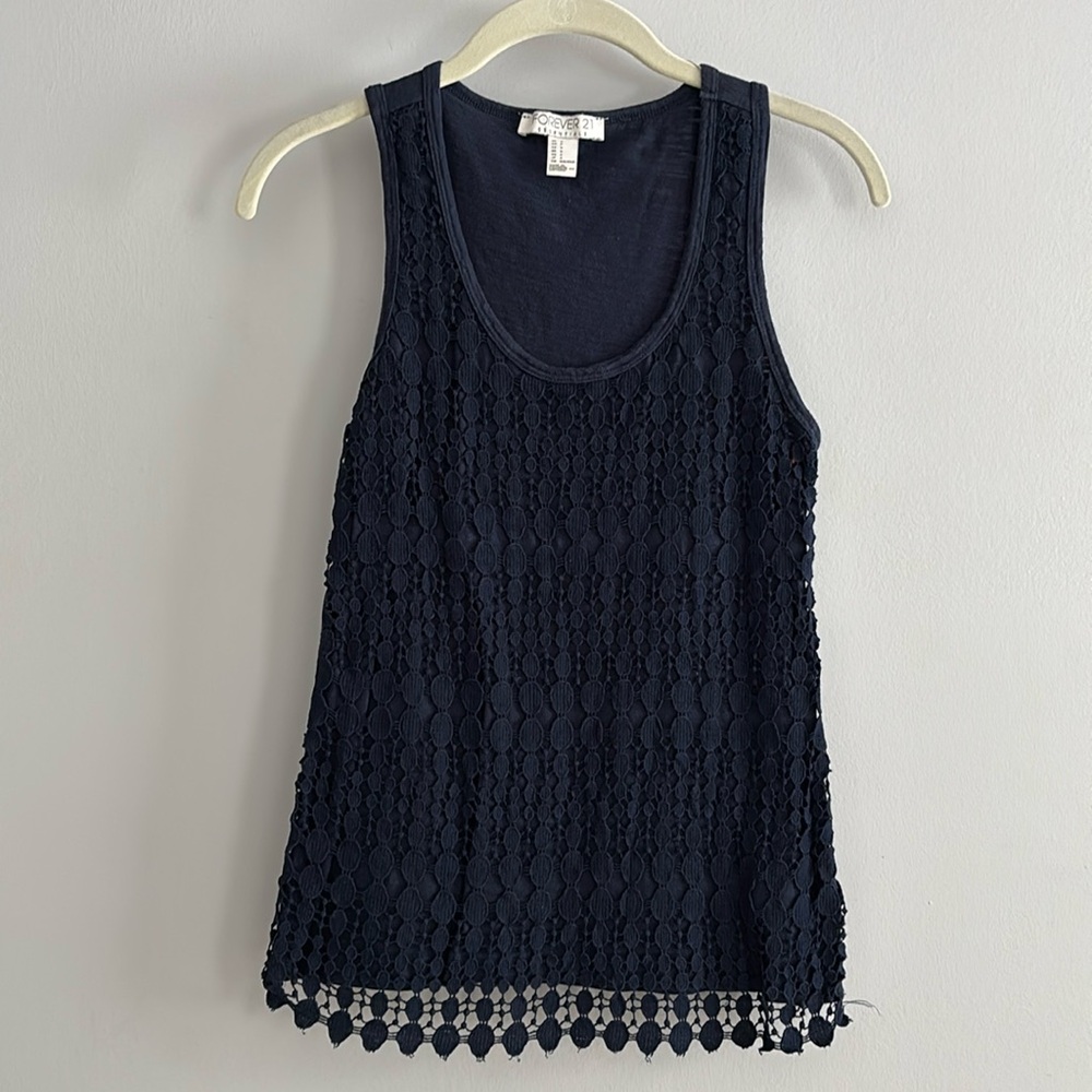 Forget 21 navy lace front tank. Size S